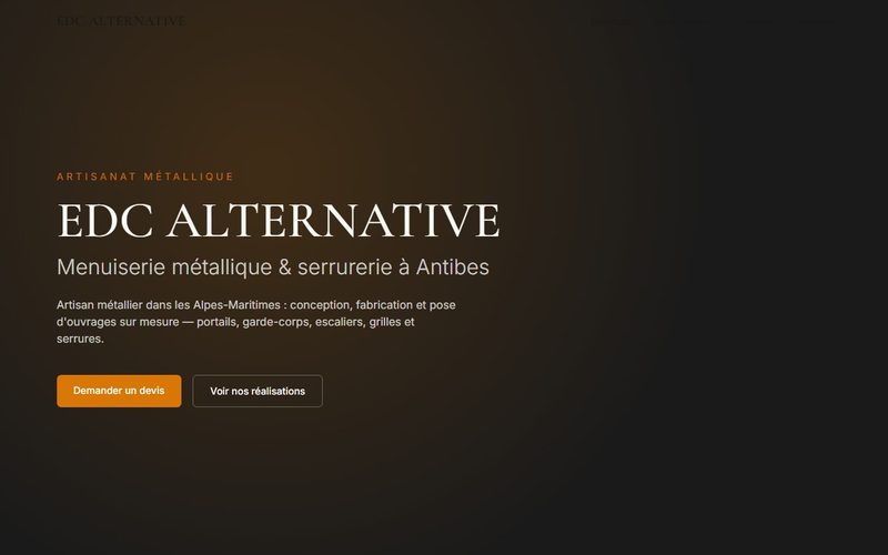 Aperçu de la page d'accueil du site EDC Alternative